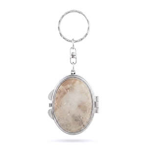 Oval Metal Compact <b>Mirror</b> Keychain Marbled Acetate <b>Acrylic</b> Top Plate Silver Plated Double Sided Pocket Vanity <b>Mirror</b> Charm Bulk - Product Image 1