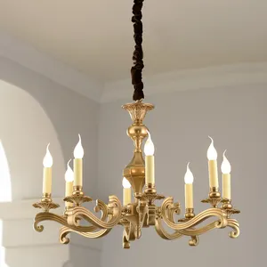 8 notti candela Color bronzo ciondolo lampadario illuminazione squisita lampada a sospensione stile americano ottone decorazione d'interni rame