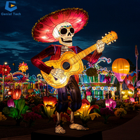 SGL89 Offre Spéciale Zoo Park Éclairage Décoration Halloween Thème Squelette Soie Lanterne Festival