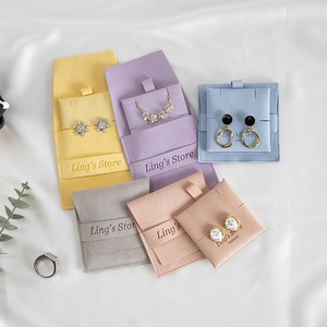 Custom Logo Microfiber Suede Gift Jewelry Insert <strong>Pad</strong> Necklace Packaging Bag Pouch Envelope Pouch With Button Pochette Bijoux - Product Image 3
