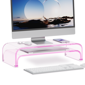 Support de moniteur double en acrylique d'origine, support <span class=keywords><strong>pour</strong></span> ordinateur portable, étagère de rangement multifonctionnelle <span class=keywords><strong>pour</strong></span> <span class=keywords><strong>PC</strong></span> et bureau debout - Product Image 6