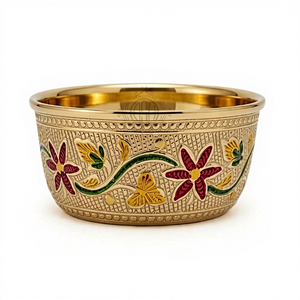 ชุดชามเสิร์ฟลายดอกไม้ทองเหลืองทำมือ 4 ใบ ชามขนมหวานตกแต่งสีทองเคลือบลายสลัก สำหรับครัว ห้องรับประทานอาหาร ของขวัญ - Product Image 2