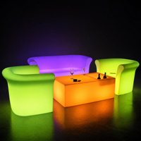 Ensemble de table de bar à LED à changement de couleur, éclairage réglable, mobilier de bar commercial