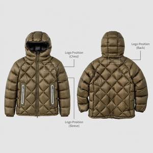 Veste matelassée à capuche pour homme, verte, avec diamants, imperméable, coupe-vent, manteau d'hiver, logo personnalisé OEM, veste en duvet pour homme - Product Image 4