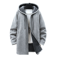 Fitspi hommes à capuche mi-longueur Chenille polaire doublé épaissi pull à manches longues jeunesse hommes tricots manteaux en gros