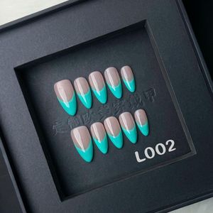 Azul 3D flor hecha a mano prensa en las uñas 10 piezas lujo reutilizable Nail Art belleza decoración precio al por mayor uñas postizas - Product Image 3