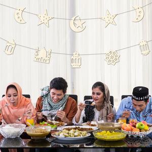 بافو عيد مبارك لون ديي الخاص بك لافتة خشبية المعلقات القمر نجمة فانوس رمضان نمط الاطفال هدية راية المسلمين مع الطلاء - Product Image 4