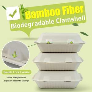Desechable 9x6x3 pulgadas de fibra de bambú tapa con bisagras compostable cajas para llevar seguro <span class=keywords><strong>sin</strong></span> <span class=keywords><strong>gluten</strong></span> <span class=keywords><strong>hamburguesa</strong></span> pan comida para mascotas - Product Image 6