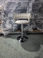 Tabourets de bar modernes classiques à hauteur de comptoir, avec coussin rond en velours, chaise pivotante chromée pour îlot de cuisine ou comptoir de salle à manger