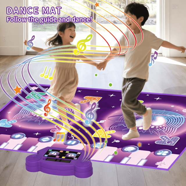 ELI TOYS LED Light-up Dance Mat Kids Non-slip Musical Rhythm Step Play Pad Screen-Free Electronic Christmas Birthday Gift Toy