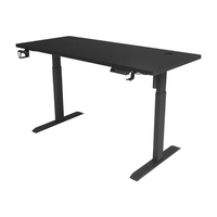 Bureau debout électrique ergonomique moderne en métal, réglable en hauteur par motorisation, grand plateau noir