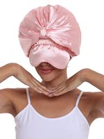 Bonnet de nuit double couche en satin de soie avec masque pour les yeux, ajustable, pour femmes, idéal pour cheveux bouclés et tresses, anti-frisottis, OEM