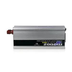 Inverter daya mobil 2000W, konverter Inverter daya DC 12V hingga 110/220V AC dengan port pengisian USB dan mobil stop kontak AC