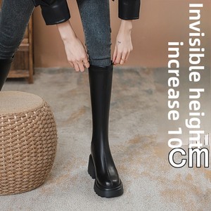 Bottes d'hiver noires à talons très hauts <span class=keywords><strong>pour</strong></span> femme, montantes jusqu'à la cuisse, <span class=keywords><strong>pour</strong></span> silhouettes fines et petites, avec semelle épaisse, rehaussement intégré, respirantes et chaudes - Product Image 4