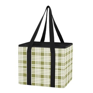 Hawaiian Palaka Print Car Grocery Bags Stand up Tote Box Custom Reusable Foldable Nylon Shopping Tote Bag with Handle - Product Image 2