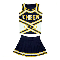 Uniformes de cheerleading professionnels de haute qualité pour femmes en gros, logo personnalisé imprimé, uniformes de cheerleading noirs et jaunes tendance