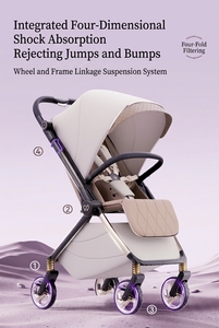 Cochecito de Bebé Convertible con Asiento Reversible, Plegable, con Ruedas Amortiguadoras y Cesta de Almacenamiento Z8 - Product Image 4