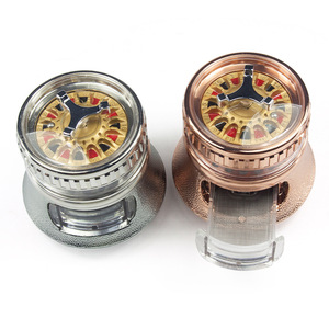 Nouveau moulin à herbes et à tabac en alliage de zinc électroplaqué, 4 couches, 80 mm, avec mecanisme à roue de <span class=keywords><strong>roulette</strong></span> et tiroir de pression, vente en gros - Product Image 5