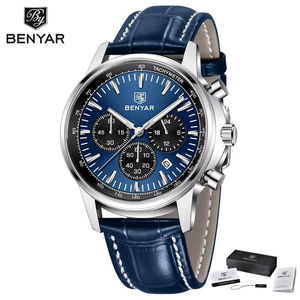 Montre-bracelet à quartz de luxe pour homme Benyar BY-5213 avec bracelet en cuir, étanche, pour homme, Reloj Montre Hombre, avec boîte cadeau - Product Image 2