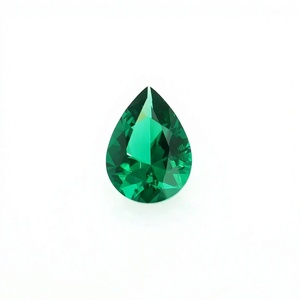 Pierre précieuse verte émeraude de laboratoire, taille poire, minérale naturelle, pour la fabrication de bijoux - Product Image 1