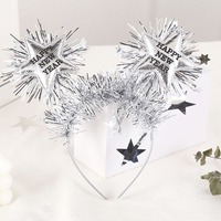 Bandeau créatif étoile à cinq branches en or et argent brillant Accessoires photo de fête du Nouvel An de petite taille avec décorations emballées dans un sac