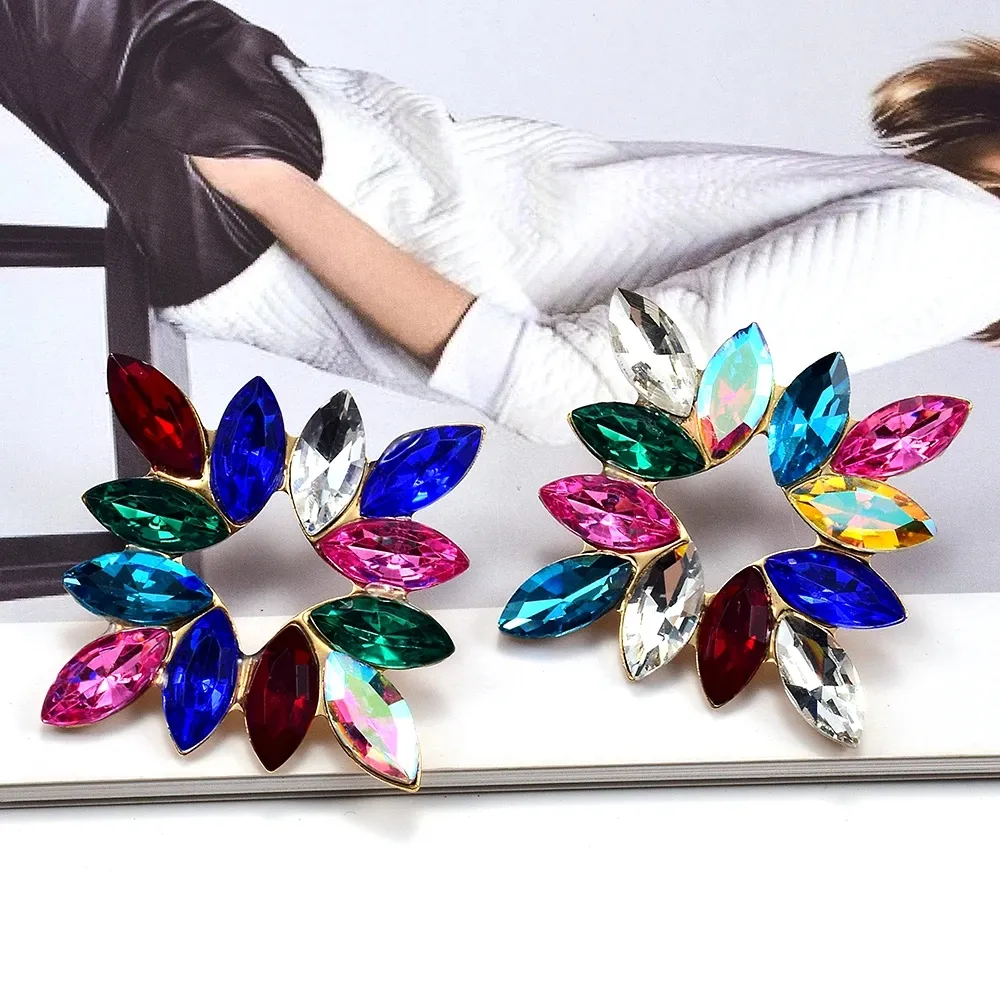 New Design Multicolor Earrings For Women Trendy Charm Vintage Glass Crystal Earrings Bridal Jewelry Accessories