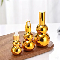 Vente en gros de flacons en verre gourd électro-plaqué doré pour cosmétiques, contenants compte-gouttes pour huiles essentielles, 10 ml, 20 ml, 30 ml, 50 ml, 100 ml