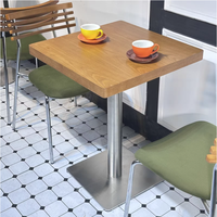 Ensemble de mobilier durable moderne en bois massif pour restaurant occidental, café, bistro musical, table carrée, chaise et banquette