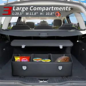 Kotak penyimpanan mobil 30 inci kulit dapat dilipat, Organizer bagasi mobil dengan tutup dan penyimpanan untuk SUV Van belanja berkemah