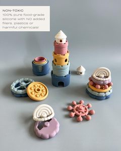 Bloques de Construcción Apilables de Silicona de Grado Alimenticio, Ecológicos y Educativos Inthetrend, Juguete de Dentición Suave para Bebés, Personalizable - Product Image 2