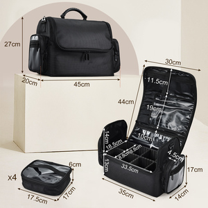 Large <b>Makeup</b> Artist Travel <b>Case</b> with 4 Clear Storage Pouches Shoulder Strap Adjustable Dividers Travel Cosmetic Organizer Bags - Product Image 6