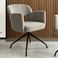 Chaise de salle à manger moderne en tissu rembourré, 360 °   Chaise d'appoint pivotante, base en métal noir en forme d'araignée pour salle à manger, cuisine, bureau à domicile