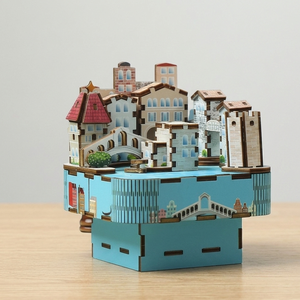 Caja de Música de Madera DIY Chao Tong, Rompecabezas 3D de la Ciudad de Venecia, Puente, Canal, Góndola, Ensamblaje Creativo, Alivio del Estrés, Juguete Decorativo Coleccionable - Product Image 1
