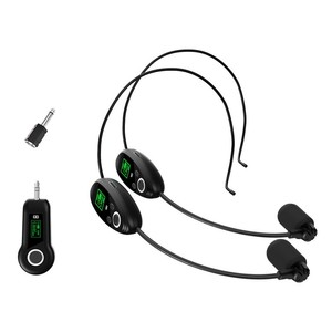 Système de microphone <span class=keywords><strong>sans</strong></span> <span class=keywords><strong>fil</strong></span> 2,4 GHz à condensateur cardioïde, portable et serre-tête, conception 2-en-1, portée 50 m, microphone-casque rechargeable - Product Image 2
