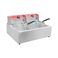 Friteuse électrique professionnelle en acier inoxydable 10L+10L 5000W Marque JIEYI pour usage domestique et restaurants de restauration rapide (frites)