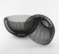 Vente chaude Ménage Cuisine Métal Petit Fil Noir Vide Corbeille de Fruits Grillage Conteneur de Fruits Légumes