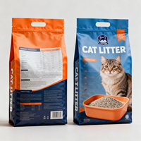Sacs d'emballage pour litière pour chat, personnalisés, imprimés, refermables, à fond plat, avec trou de suspension, résistants à l'humidité