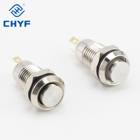 Interrupteur à bouton-poussoir en acier inoxydable 8mm 10mm, métallique, à verrouillage automatique, momentané, LED 12V, étanche IP65, 4 broches pour l'électronique