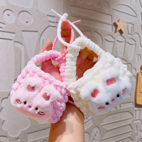 Porte-monnaie porte-clés portable en peluche lapin tricoté à la main, design tendance, motif dessin animé, doux, écologique et mignon, vente en gros, nouveau style