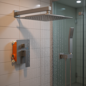 Ensemble de robinetterie de salle de bain avec pommeau de douche mural de 12 pouces et robinet à main, finition nickel brossé - Product Image 2