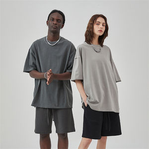 T-shirt graphique unisexe en coton épais délavé à l'acide style streetwear vintage 100% coton tricoté - Product Image 2