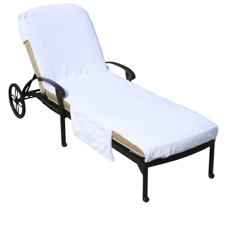 Serviette de plage en coton blanc housse inclinable Serviette de chaise de plage en coton 320 grammes par carré