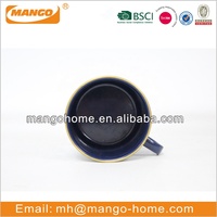 Tasse en acier métallique avec revêtement en poudre bleu carte, 11 oz, 12 oz, tasse à café, tasse à lait pour le camping avec poignée