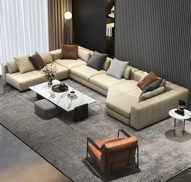 italian luxury villa sofa modular cheap modern genuine leather couches lounge living room l chesterfield sofa set designs