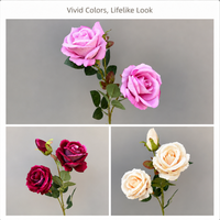Branches de roses artificielles royales, toucher doux et réaliste, en tissu respectueux de l'environnement, pour la décoration de la maison, Halloween, Noël