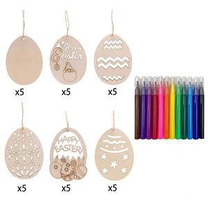 Wholesale 30 Pcs Wooden <b>Easter</b> <b>Ornaments</b> Unfinished Wooden Egg Decorations for <b>Easter</b> Crafts and Party Supplies Dropshipping - Product Image 2