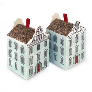 <span class=keywords><strong>Casa</strong></span> a forma di semplice carta Kraft di natale regalo pieghevole cartone con manico portatile confezione regalo di caramelle - Product Image 5