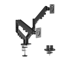 Support de bureau ergonomique à double bras pour écran LCD avec ressort à gaz, réglable, flexible, noir, pour espace de travail, câble 90 degrés