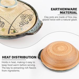 DOERDO Casserole <span class=keywords><strong>en</strong></span> argile chinoise design classique de 7 pouces, <span class=keywords><strong>couvercle</strong></span> de marmite <span class=keywords><strong>en</strong></span> <span class=keywords><strong>terre</strong></span> cuite de 18cm pour restaurant à domicile - Product Image 3