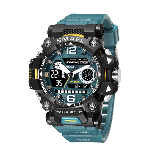 Smael 8072 Men's Watch Fashion Waterproof Watch for Men with Analog-Digital Dual Movement Multifunctional Male Sports Wristwatch